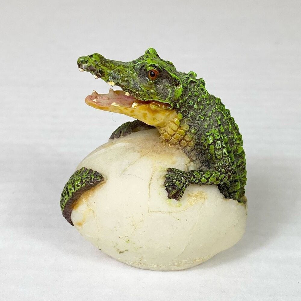 Baby Crocodile Hatching out of Egg Paperweight Knickknack 2.5”